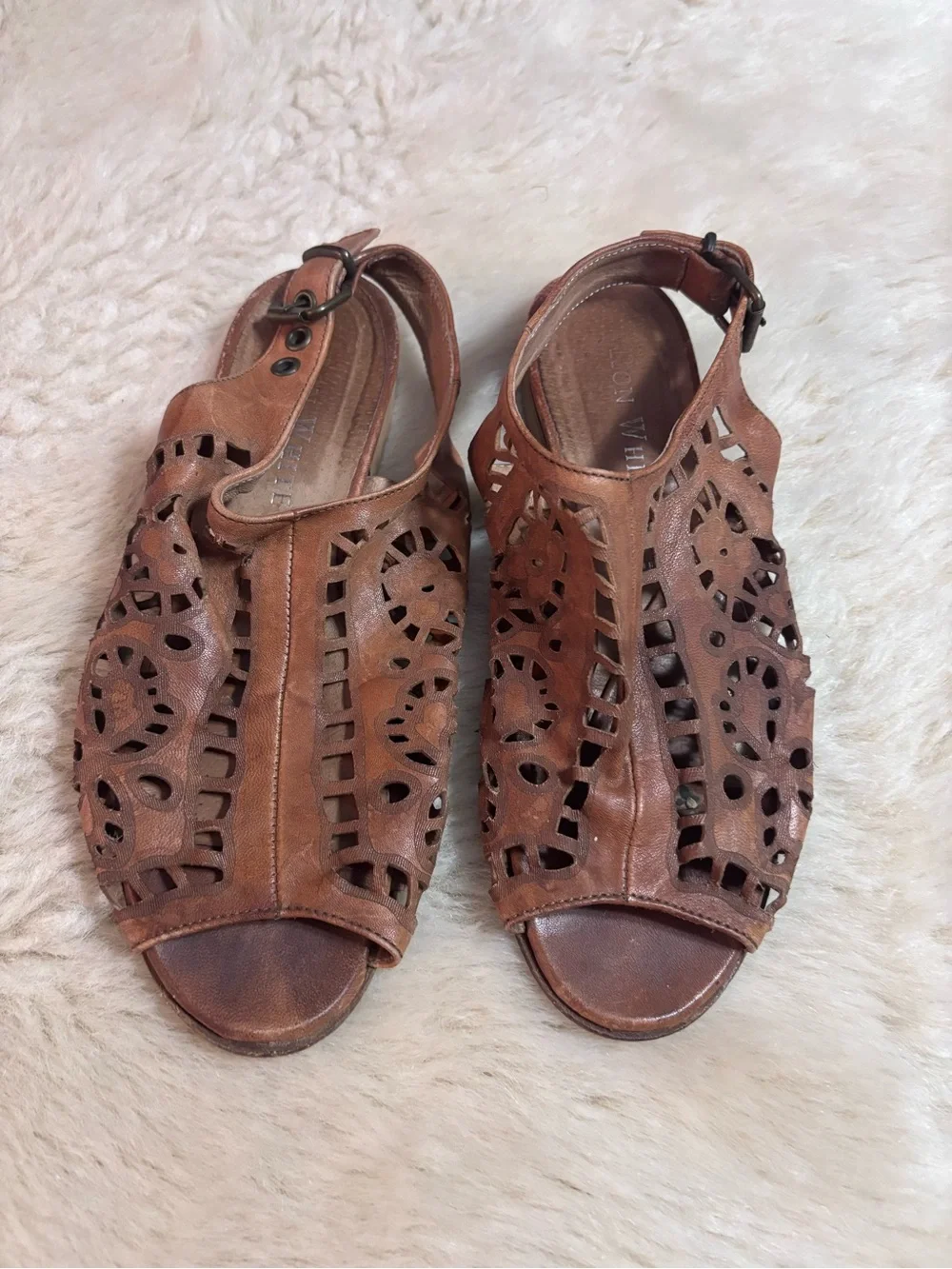 Ron White Crafted Brown Laser-Cut Open-Toe Women’s Boho Chic Sandals
